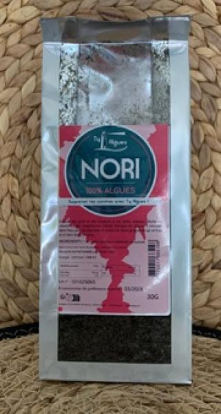 Getrocknete Nori-Algenblätter – feine, dunkelviolette Rotalgen, naturbelassen und bereit für Sushi
